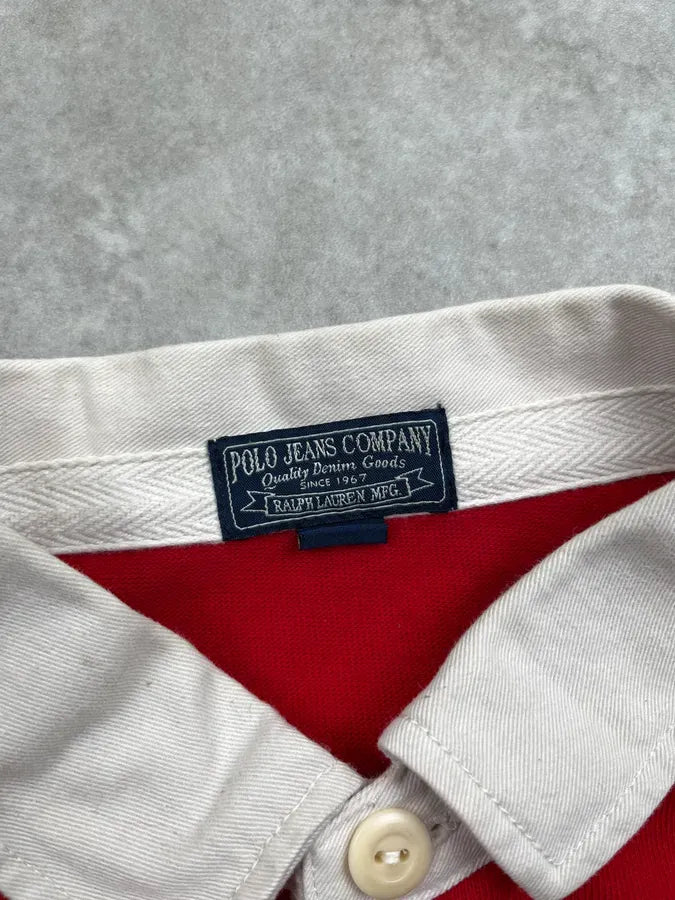 1990s Ralph Lauren Red Cotton Vintage Flag Patch Polo UocBlee 11