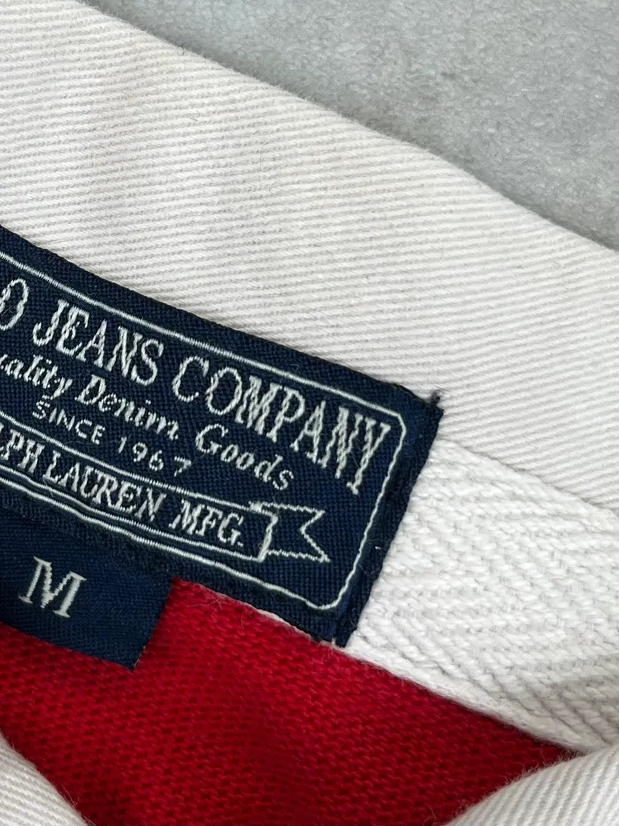 1990s Ralph Lauren Red Cotton Vintage Flag Patch Polo UocBlee 12