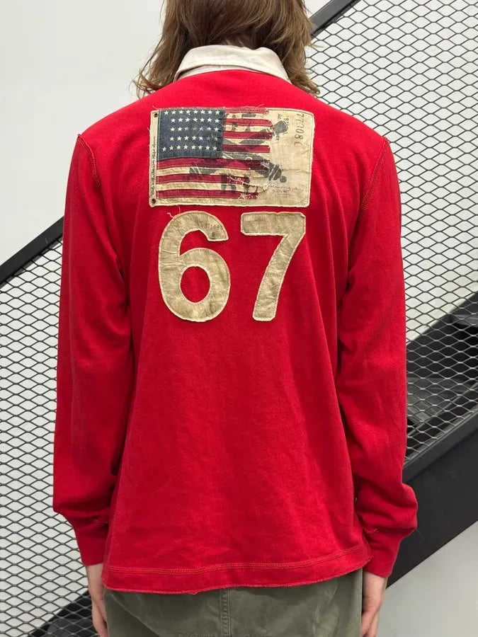 1990s Ralph Lauren Red Cotton Vintage Flag Patch Polo UocBlee 2