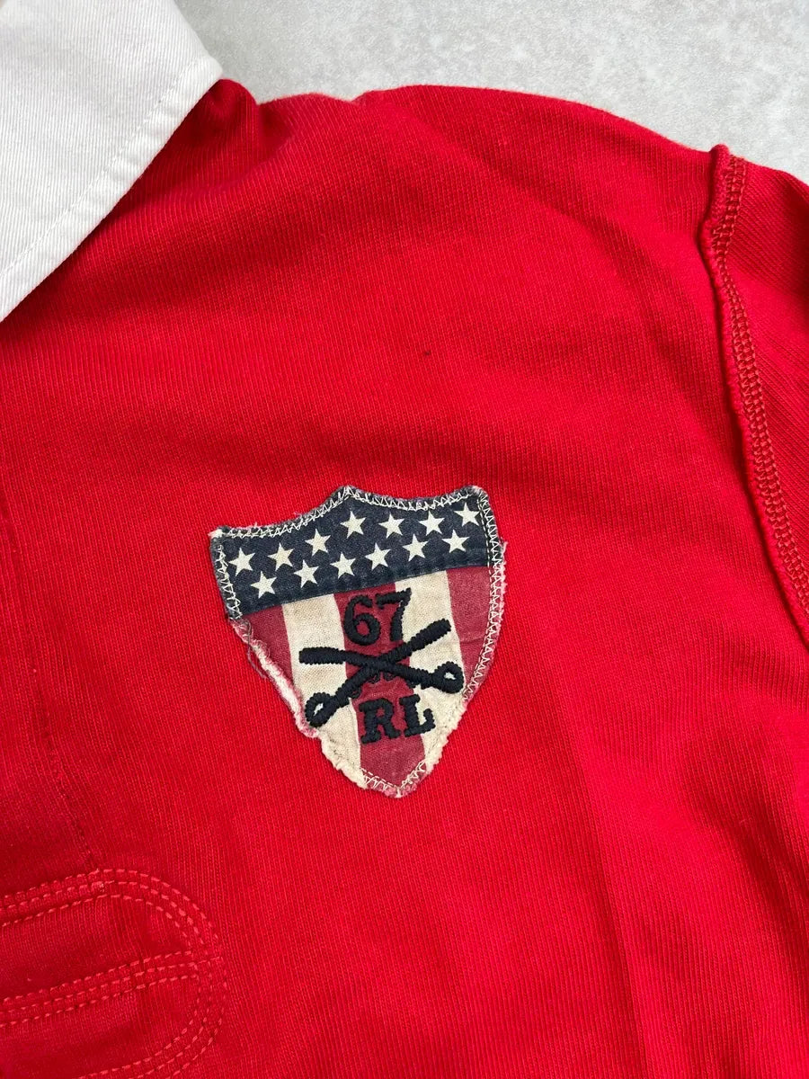 1990s Ralph Lauren Red Cotton Vintage Flag Patch Polo UocBlee 7