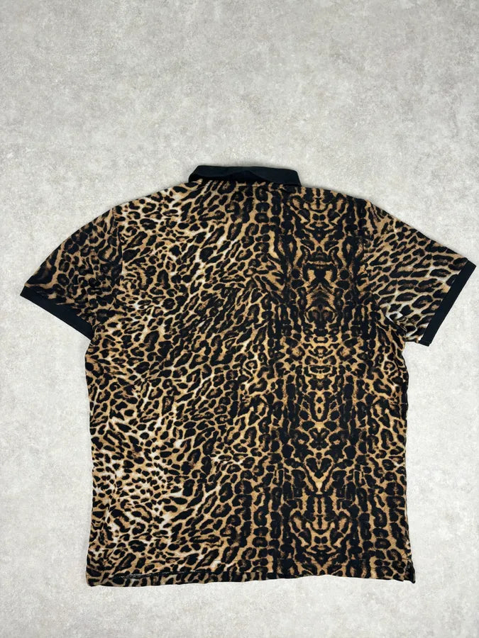1990s Ralph Lauren Tan Leopard Print Cotton Polo Shirt psFMeGI 4