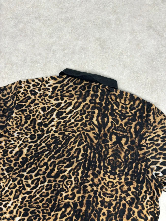 1990s Ralph Lauren Tan Leopard Print Cotton Polo Shirt psFMeGI 5