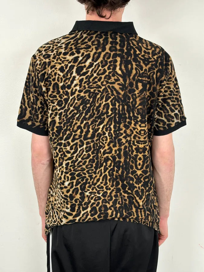 1990s Ralph Lauren Tan Leopard Print Cotton Polo Shirt psFMeGI 2