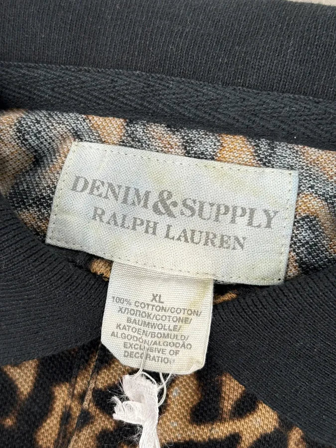 1990s Ralph Lauren Tan Leopard Print Cotton Polo Shirt psFMeGI 8