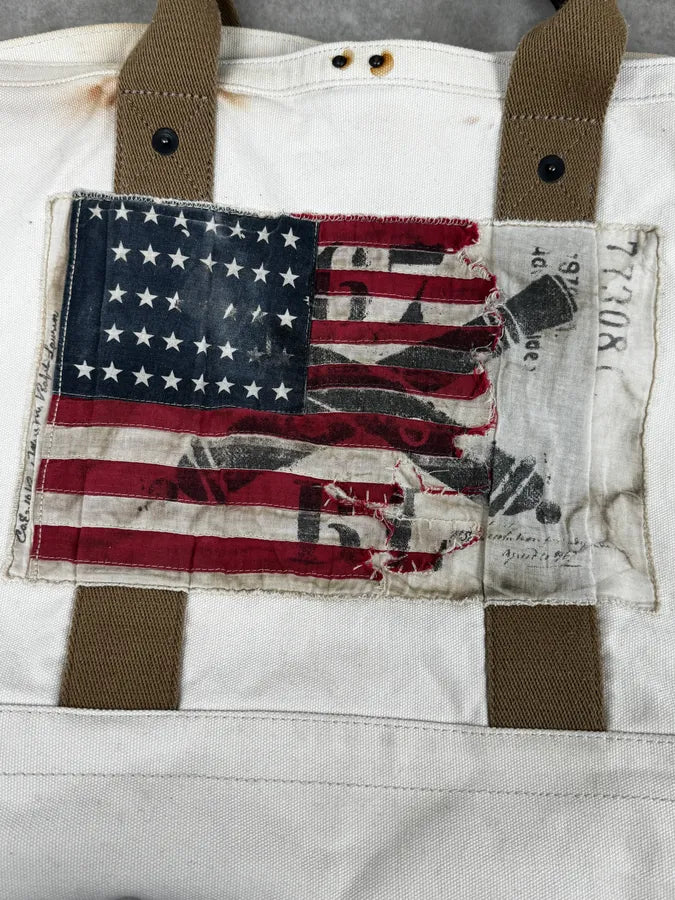 1990s Ralph Lauren White American Patch Sling Bag hgrRIOb 6