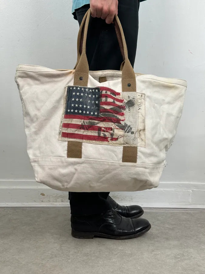 1990s Ralph Lauren White American Patch Sling Bag hgrRIOb 1