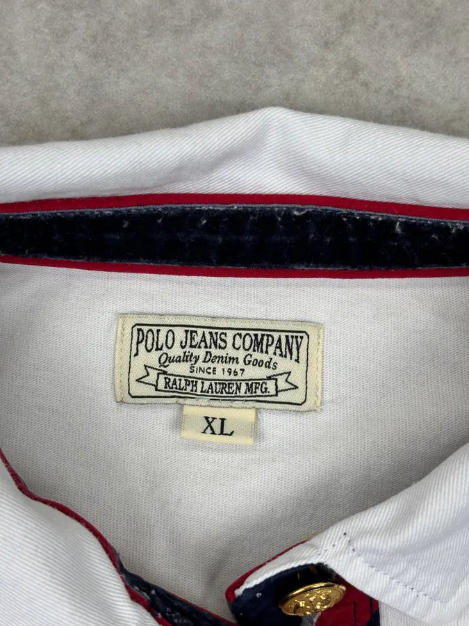 1990s Ralph Lauren White Buttoned 67 Embroidered Crest Longsleeve Polo nSLYCRp 7