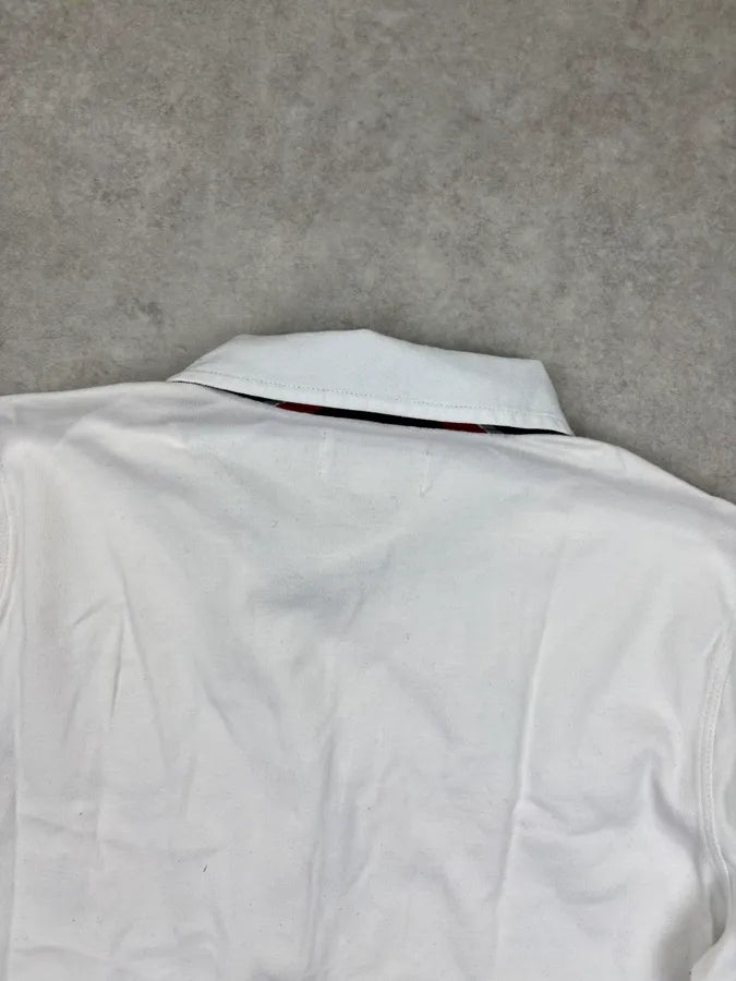 1990s Ralph Lauren White Buttoned 67 Embroidered Crest Longsleeve Polo nSLYCRp 5