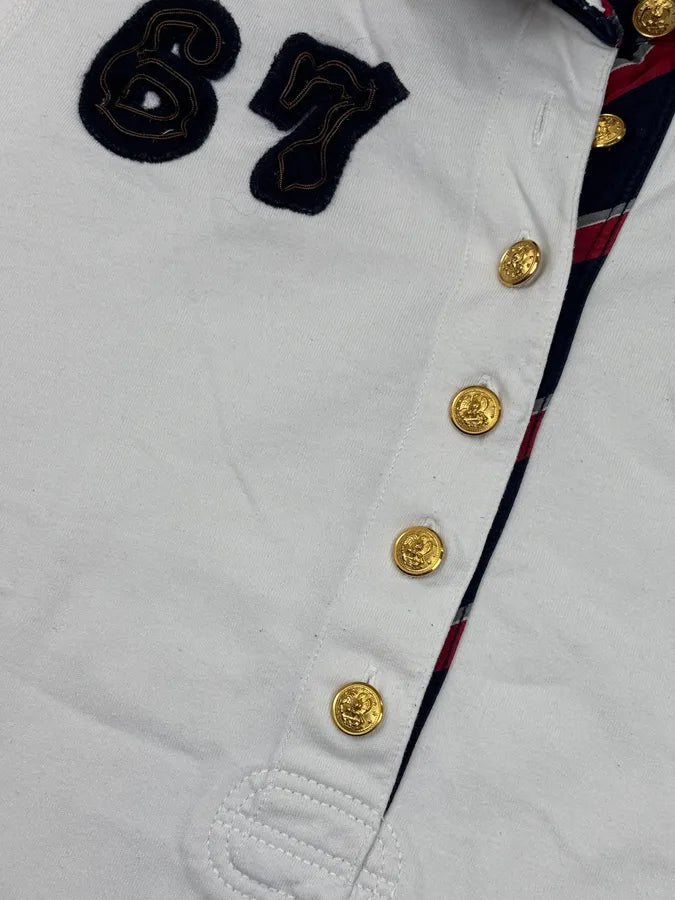 1990s Ralph Lauren White Buttoned 67 Embroidered Crest Longsleeve Polo nSLYCRp 6