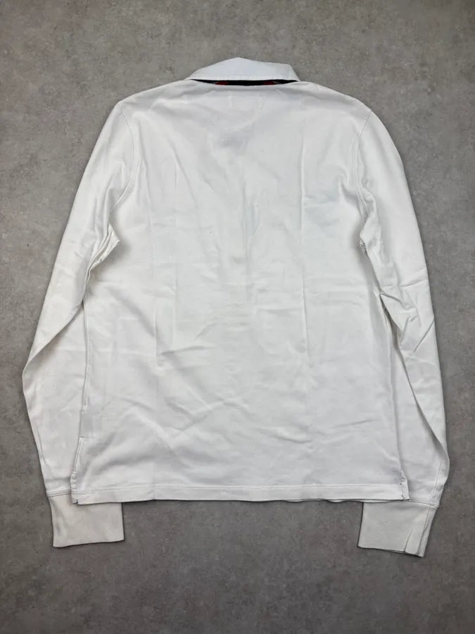1990s Ralph Lauren White Buttoned 67 Embroidered Crest Longsleeve Polo nSLYCRp 4