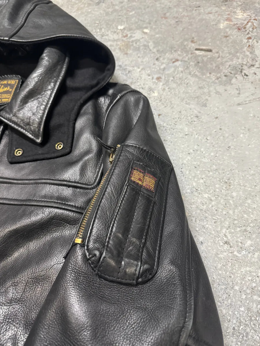 1990s Redskins Cropfit Naval Combat Bomber Leather Jacket (M/L) 10