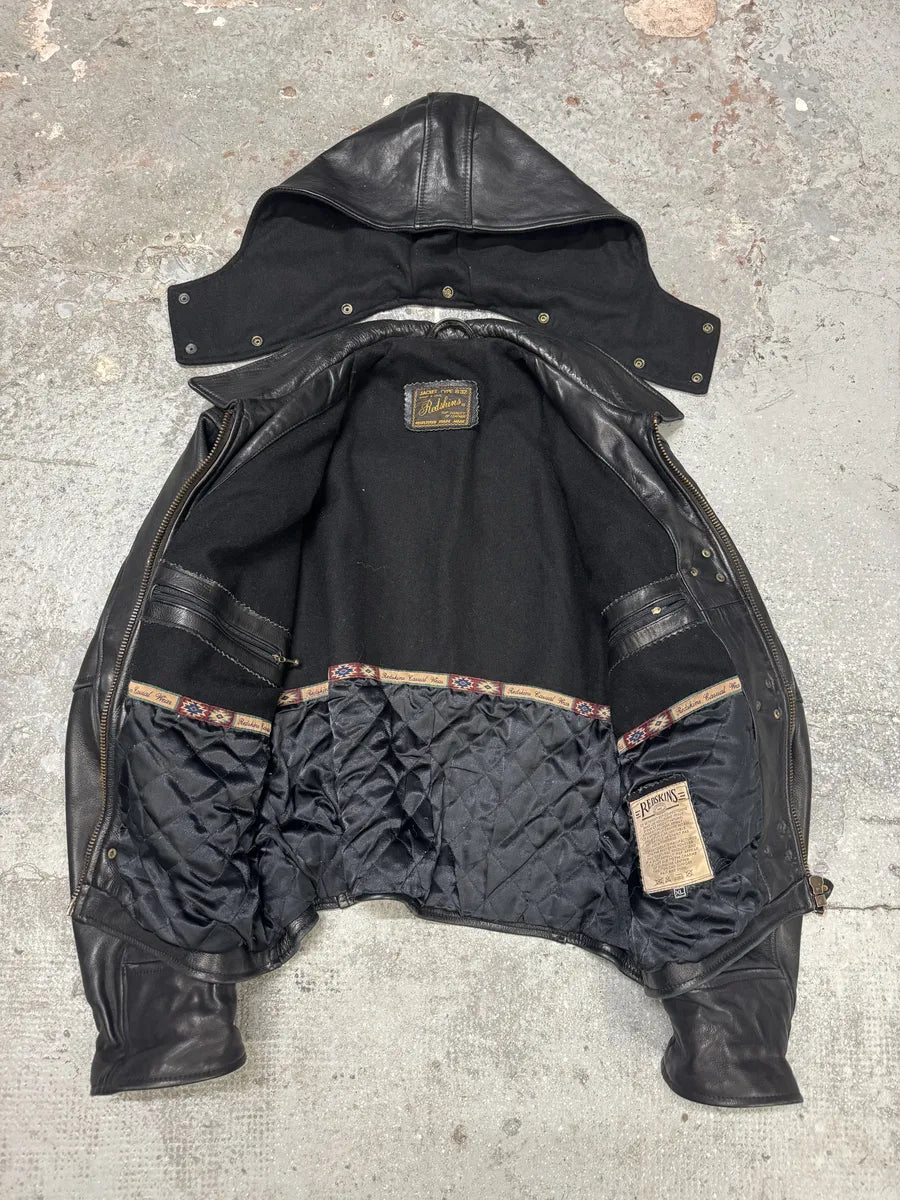 1990s Redskins Cropfit Naval Combat Bomber Leather Jacket (M/L) 3