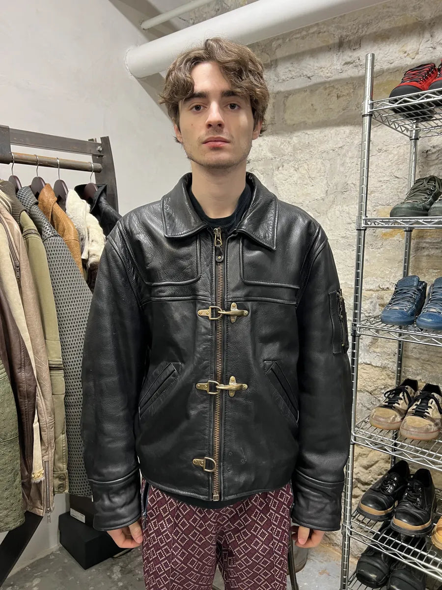 1990s Redskins Cropfit Naval Combat Bomber Leather Jacket (M/L) 4