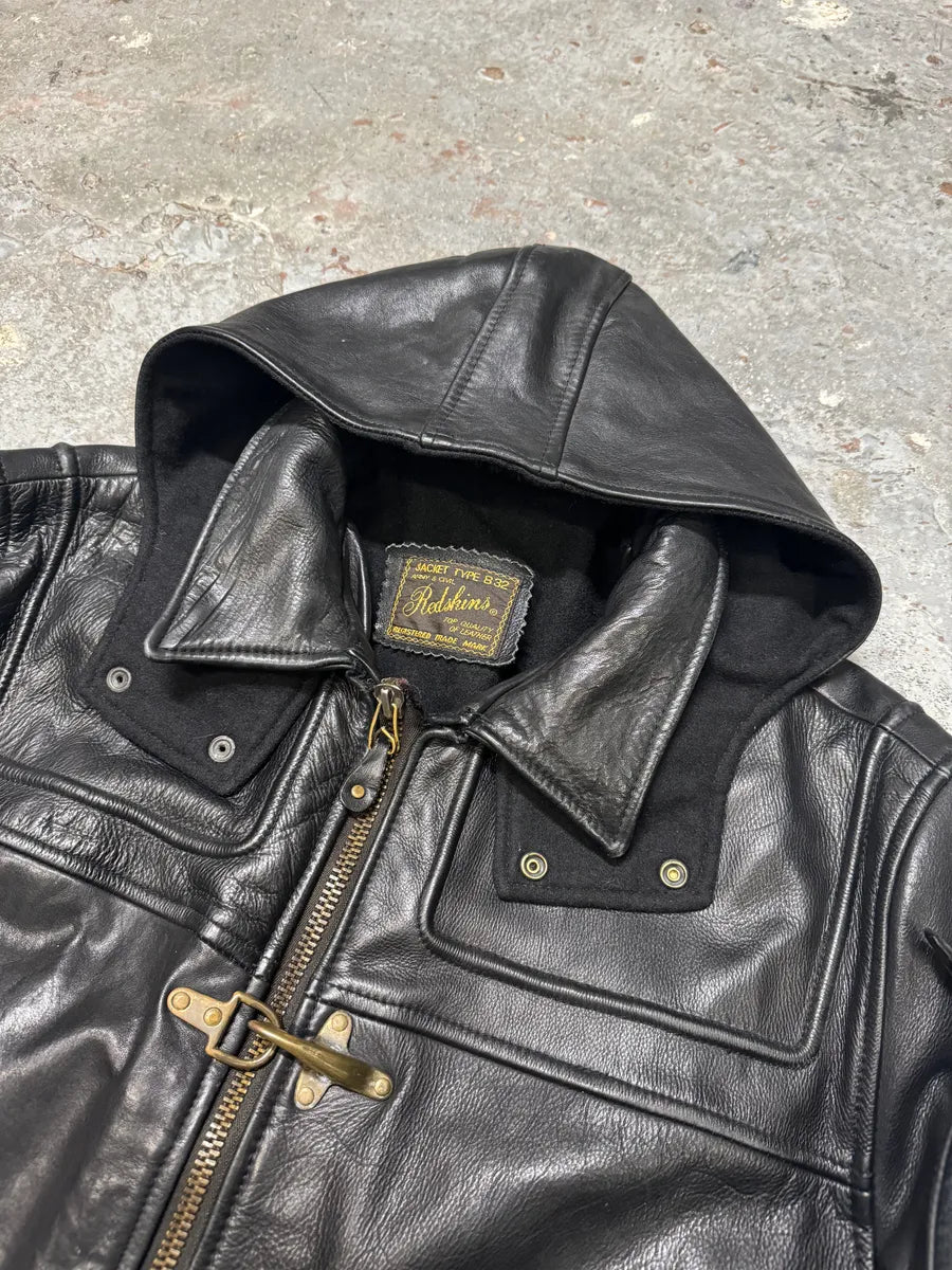 1990s Redskins Cropfit Naval Combat Bomber Leather Jacket (M/L) 7