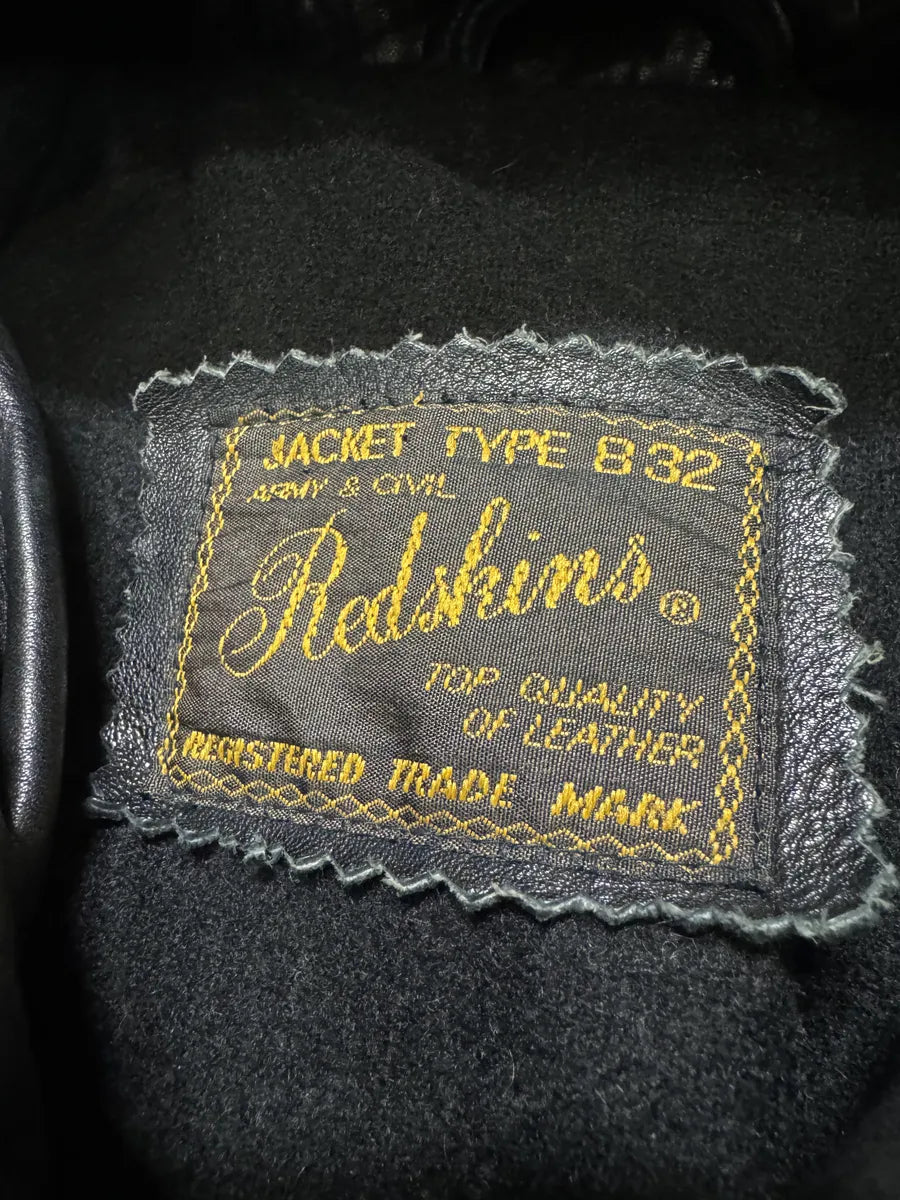 1990s Redskins Cropfit Naval Combat Bomber Leather Jacket (M/L) 9