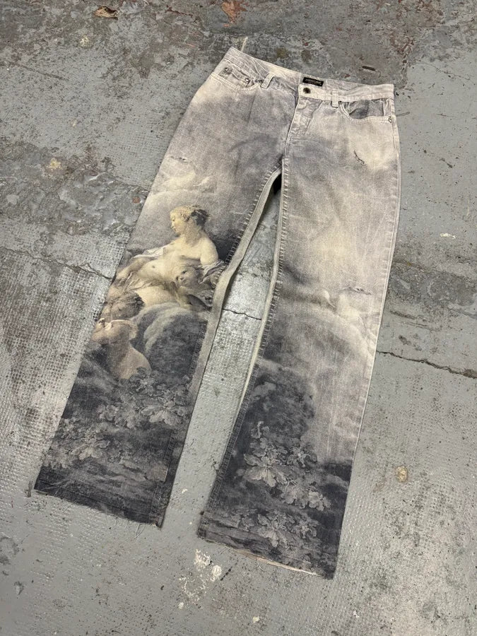 1990s Roberto Cavalli Angels Renaissance Grey Pants lXxlxPW 3
