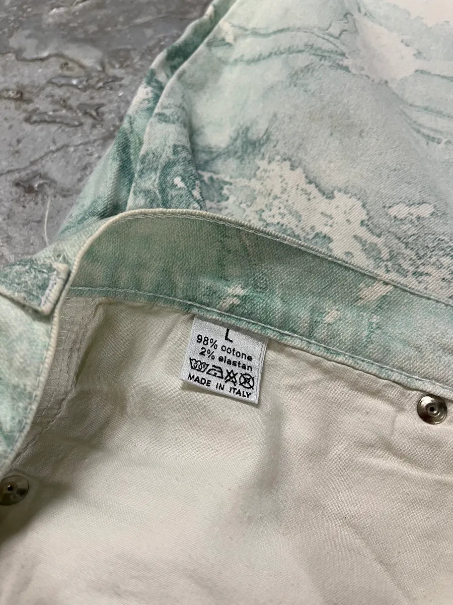 1990s Roberto Cavalli Aqua Green White Pants lcSjvCX 13