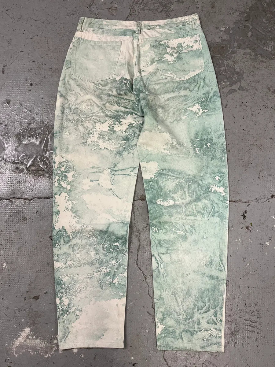 1990s Roberto Cavalli Aqua Green White Pants lcSjvCX 11