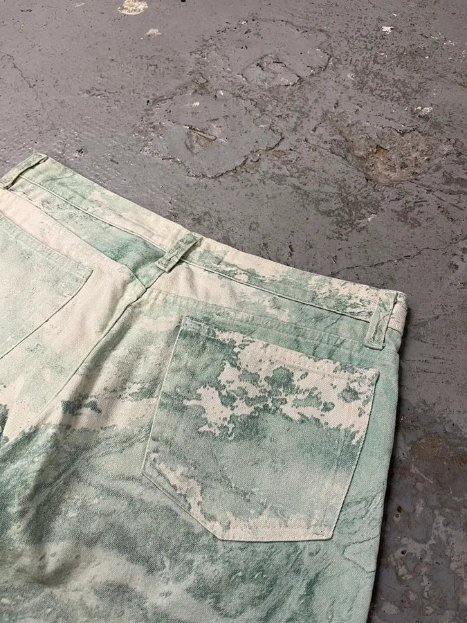 1990s Roberto Cavalli Aqua Green White Pants lcSjvCX 12