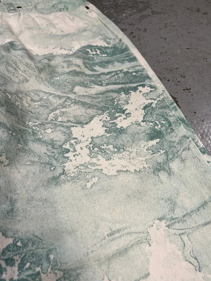 1990s Roberto Cavalli Aqua Green White Pants lcSjvCX 9