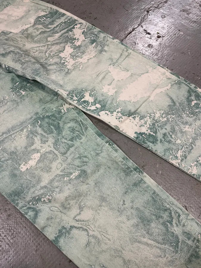 1990s Roberto Cavalli Aqua Green White Pants lcSjvCX 8