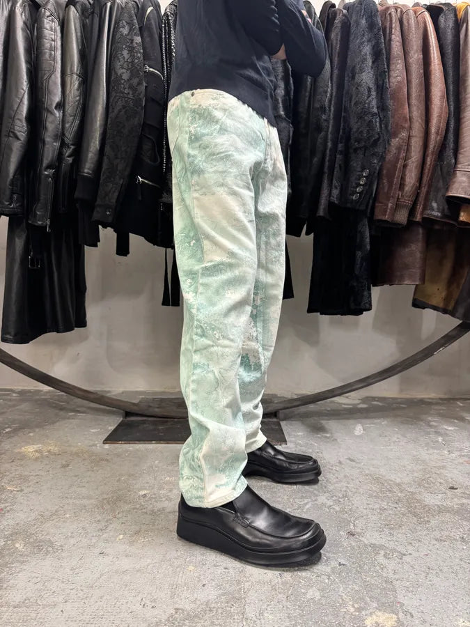 1990s Roberto Cavalli Aqua Green White Pants lcSjvCX 1