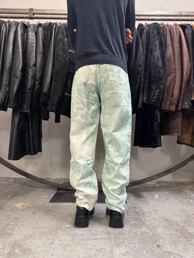 1990s Roberto Cavalli Aqua Green White Pants lcSjvCX 2