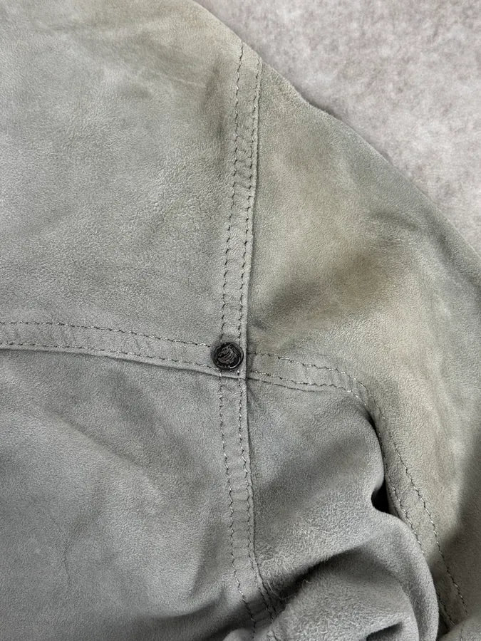 1990s Roberto Cavalli Baby Grey Suede Leather Shirt URRPWTp 9