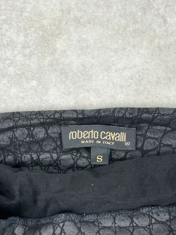 1990s Roberto Cavalli Black Crocodile Effect Longsleeve HCWdZIA 6
