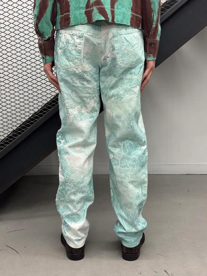 1990s Roberto Cavalli Blue & White Aqua World Sequins Pants psebidR 1