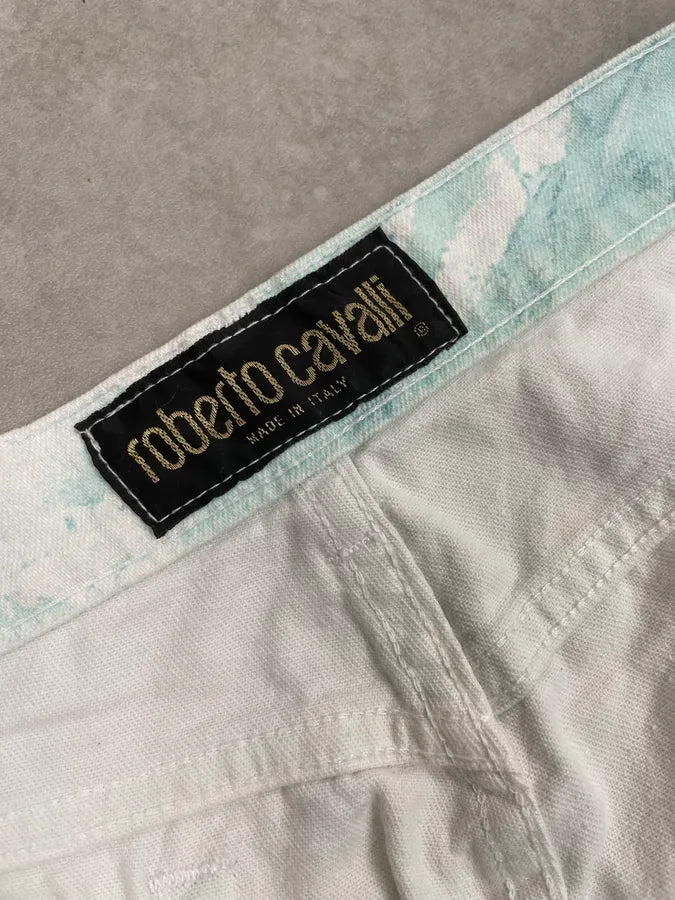 1990s Roberto Cavalli Blue & White Aqua World Sequins Pants psebidR 9