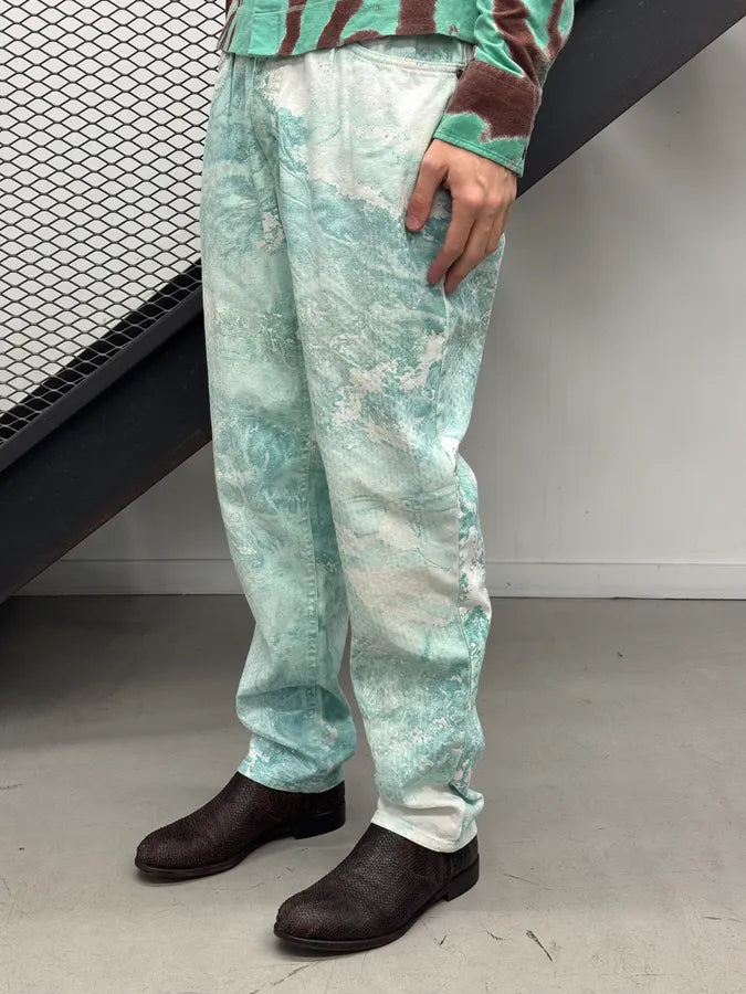 1990s Roberto Cavalli Blue & White Aqua World Sequins Pants psebidR 2