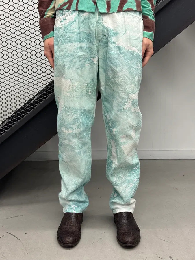 1990s Roberto Cavalli Blue & White Aqua World Sequins Pants psebidR 0