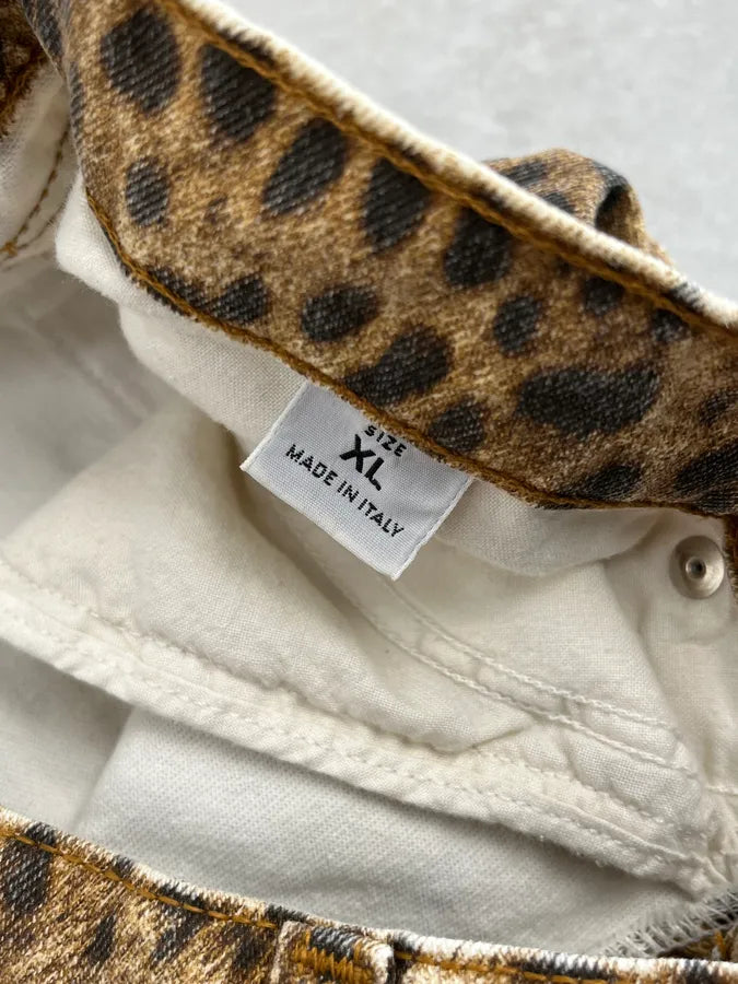 1990s Roberto Cavalli Brown Leopard Print Glitter Pants xiGrQYh 10