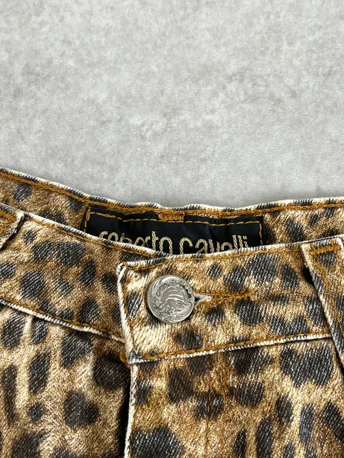 1990s Roberto Cavalli Brown Leopard Print Glitter Pants xiGrQYh 12