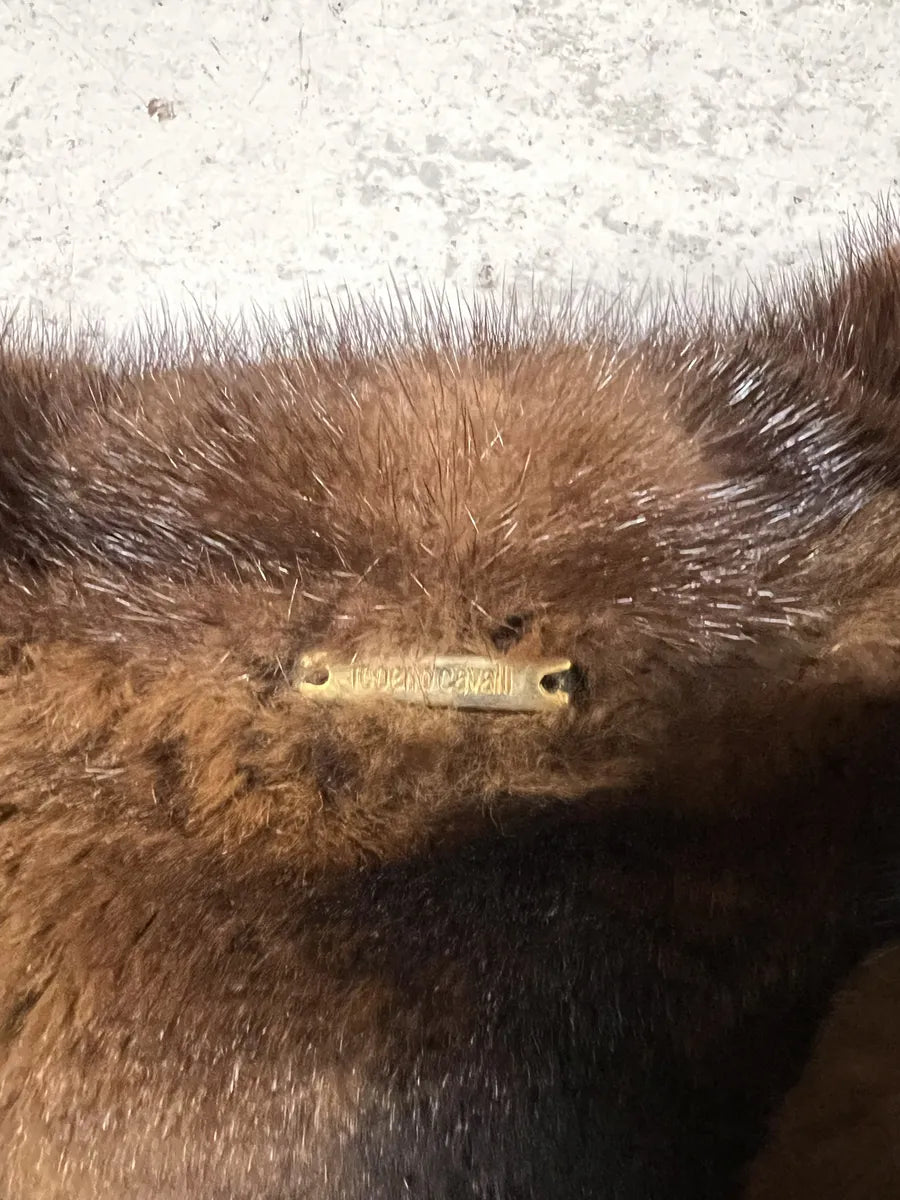 1990s Roberto Cavalli Brown Fur Leather Eroded Brut Jacket (S/M) 4