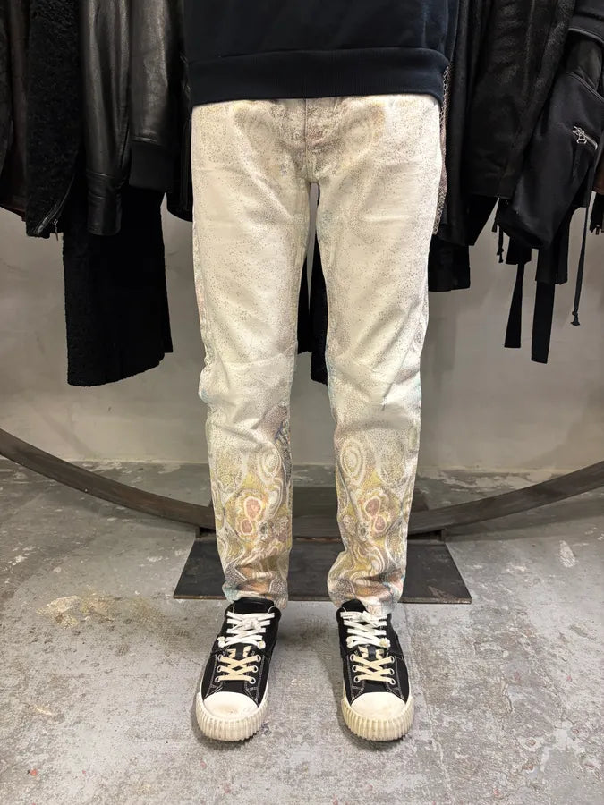 1990s Roberto Cavalli Eroded Baroque White Pants (S/M) CpUafLV 1