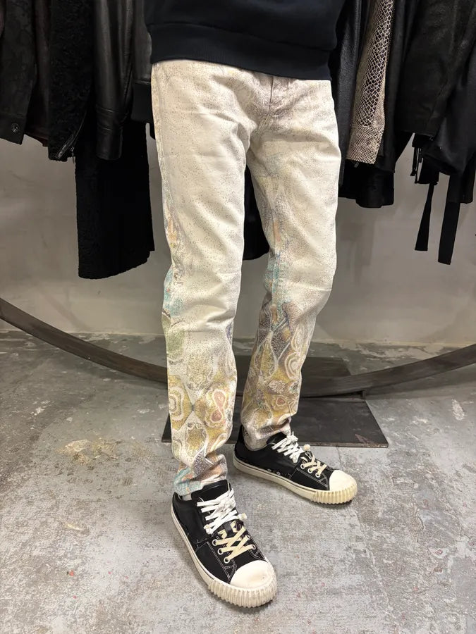 1990s Roberto Cavalli Eroded Baroque White Pants (S/M) CpUafLV 2