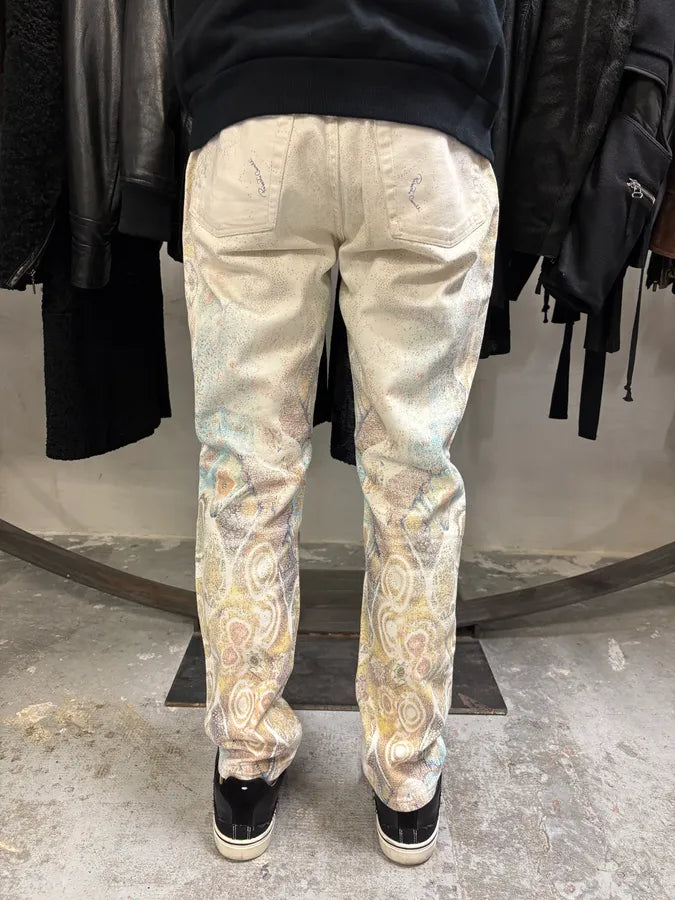 1990s Roberto Cavalli Eroded Baroque White Pants (S/M) CpUafLV 3