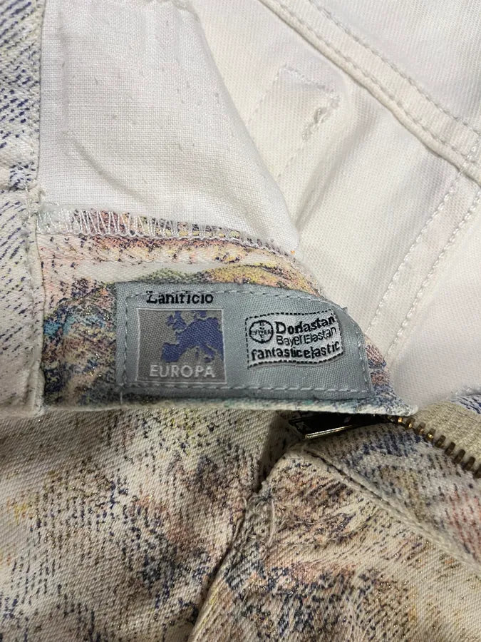 1990s Roberto Cavalli Eroded Baroque White Pants (S/M) CpUafLV 9