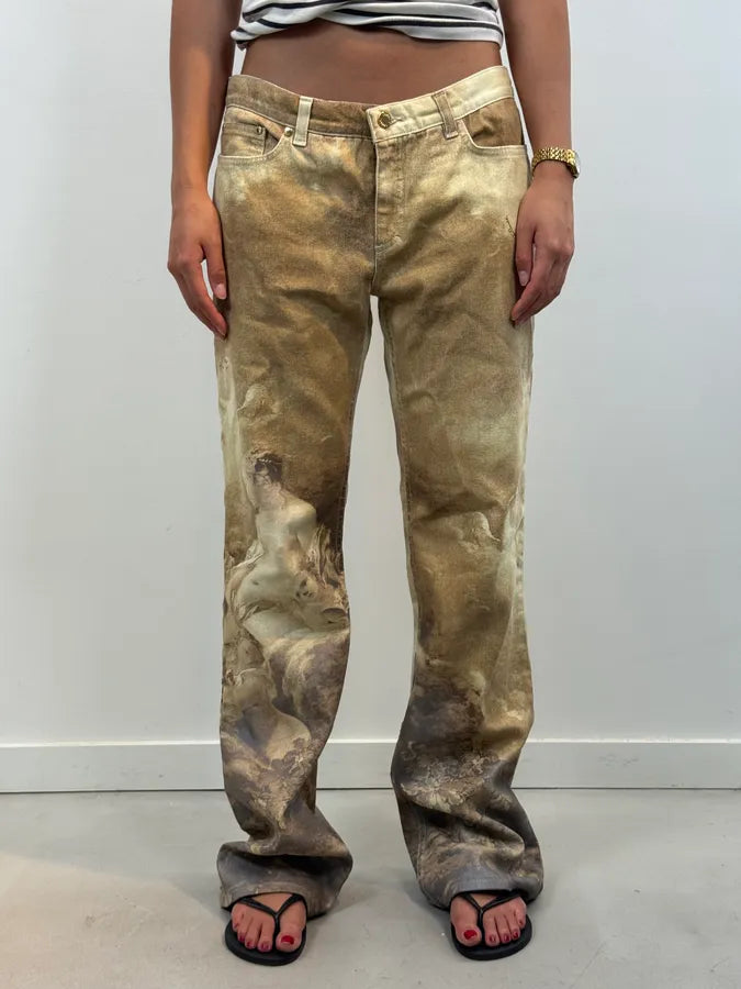 1990s Roberto Cavalli Gold Angel Renaissance Pants tcProUT 1