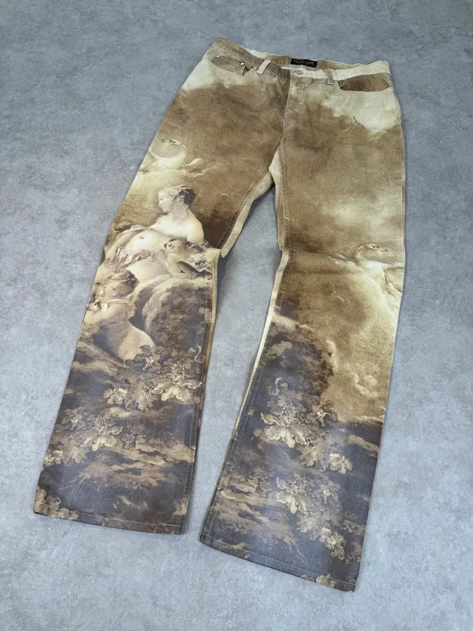 1990s Roberto Cavalli Gold Angel Renaissance Pants tcProUT 2