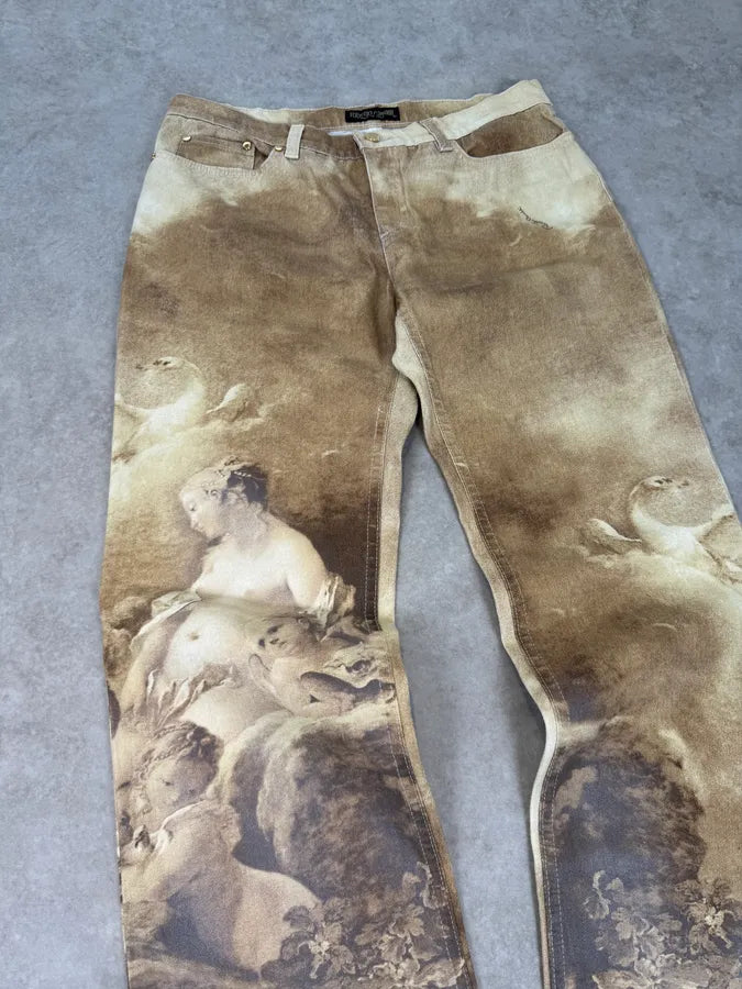 1990s Roberto Cavalli Gold Angel Renaissance Pants tcProUT 6