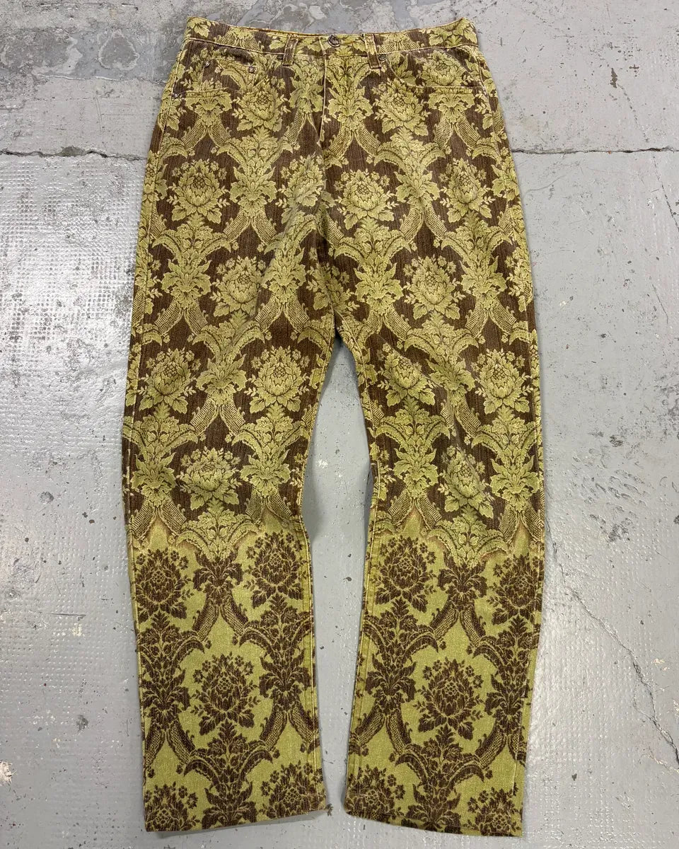 1990s Roberto Cavalli Green Arabic Mozaic Pants xnPoewf 3