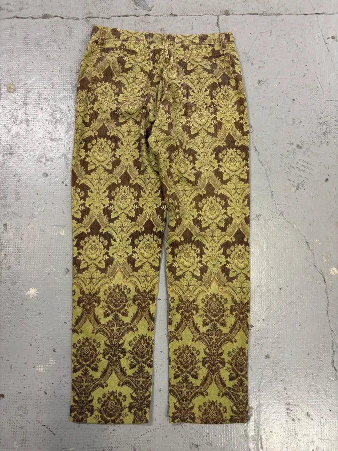 1990s Roberto Cavalli Green Arabic Mozaic Pants xnPoewf 5
