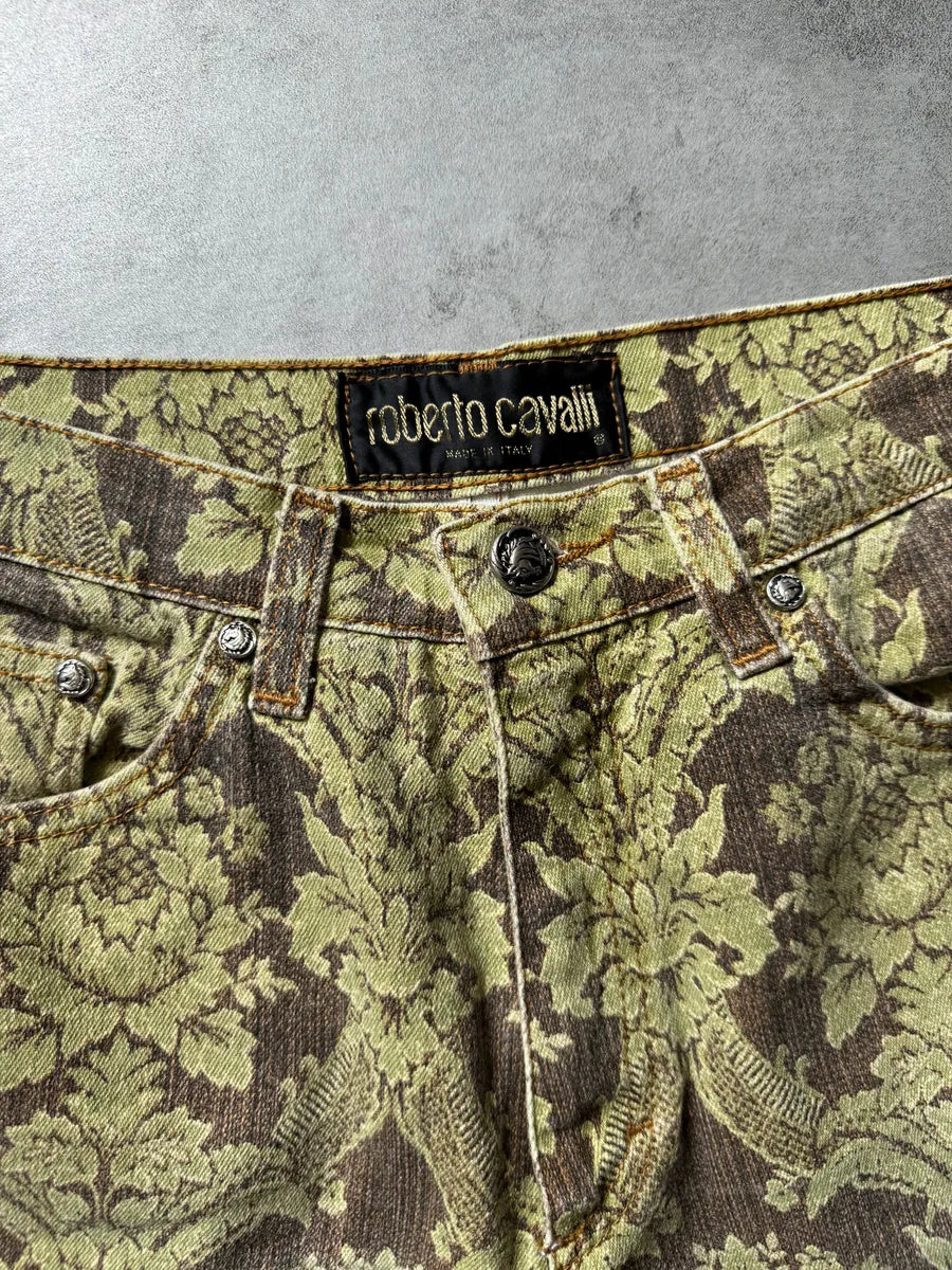 1990s Roberto Cavalli Green Arabic Mozaic Pants xnPoewf 5