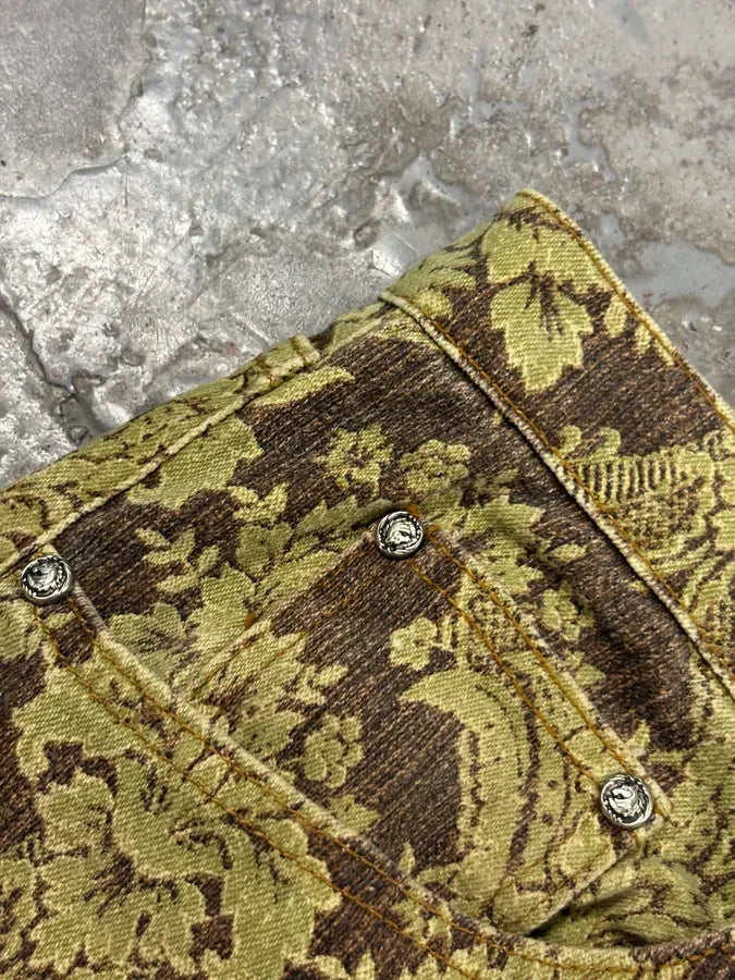 1990s Roberto Cavalli Green Arabic Mozaic Pants xnPoewf 9