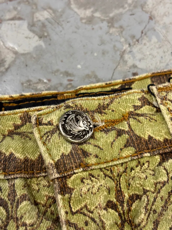 1990s Roberto Cavalli Green Arabic Mozaic Pants xnPoewf 7