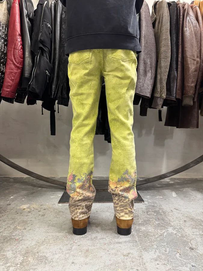 1990s Roberto Cavalli Green Garden Fantasy Flowers Pants (S) qqTkCgV 5