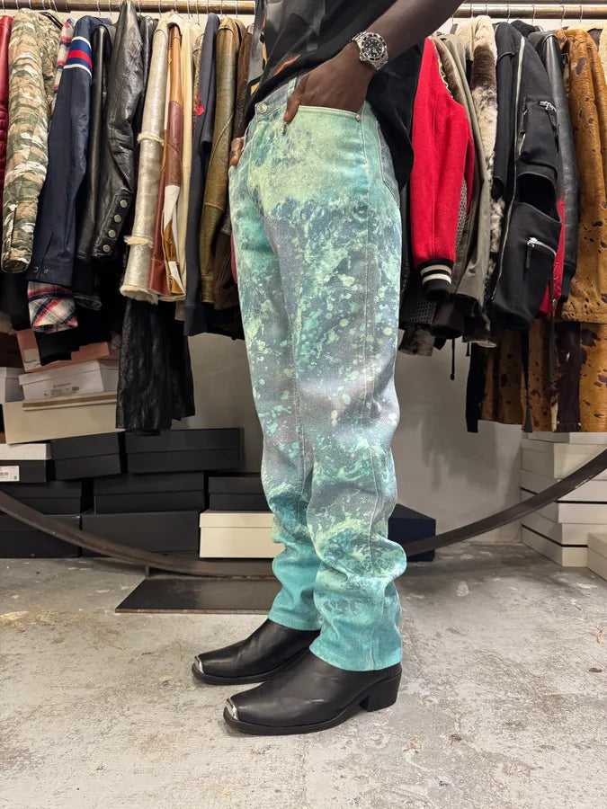 1990s Roberto Cavalli Green Waves Pants hLSMeaD 2